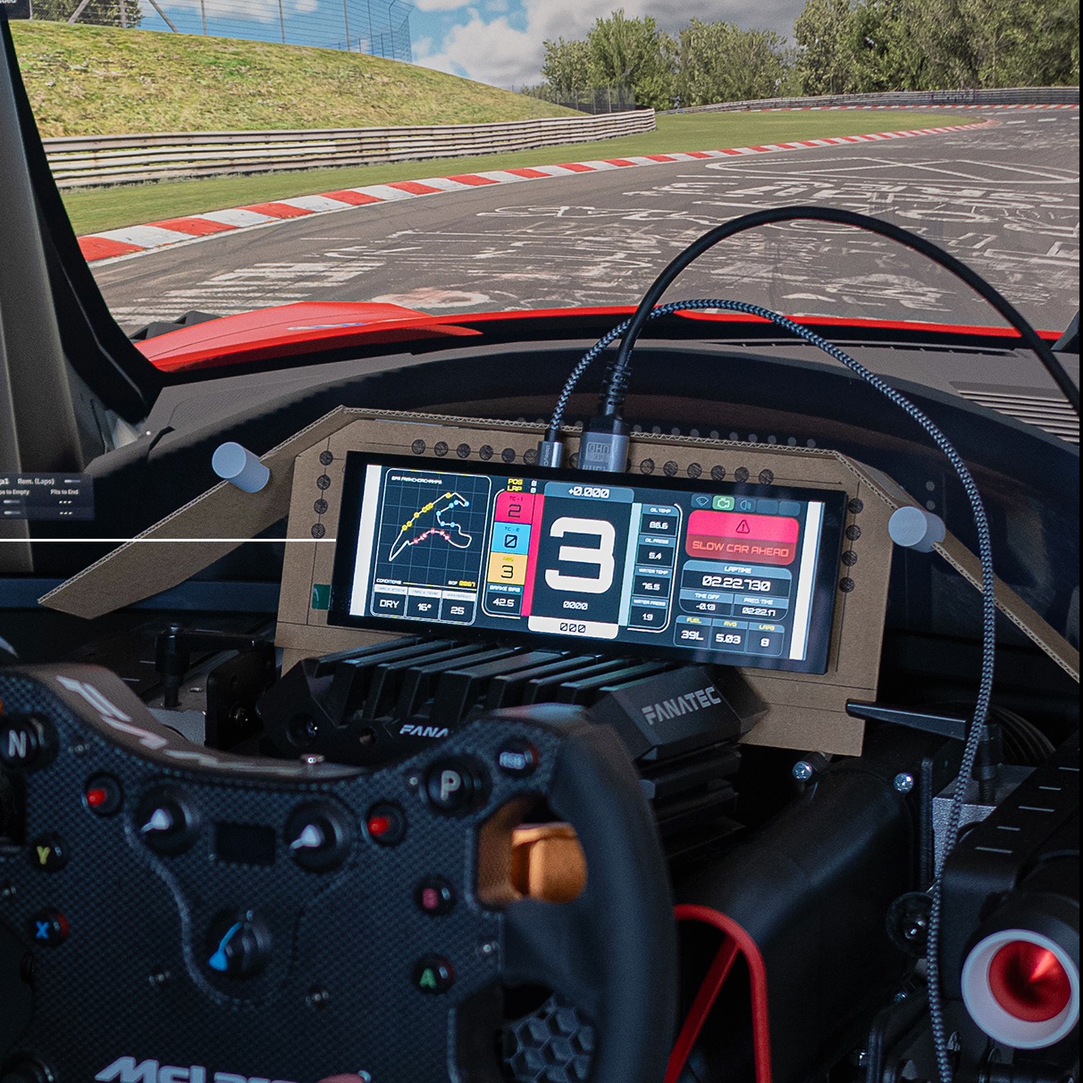 YTEM race display built and running in the cockpit it was drawn for